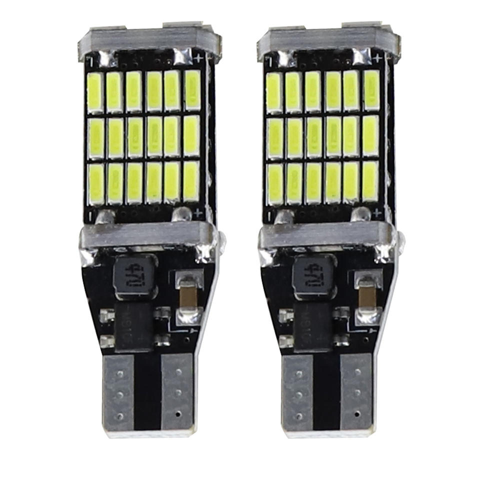 Auto lights T15 W16w 12V-24V 45SMD 1000 Lumen Car Brake Lamp T15 Car LED Canbus Fog/Driving Turn Signal Light Bulbs